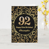 92e anniversaire Modèle floral noir et or (Fleur jaune)
