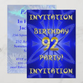 92e invitation à la fête d'anniversaire (Devant / Derrière)