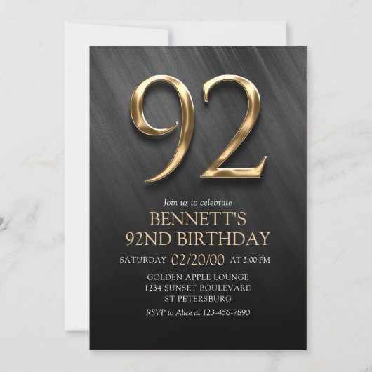 92e Invitation d'anniversaire (Devant)