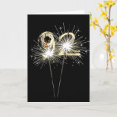 92e jaarsparklers op zwart kaart (Gele Bloem)