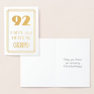 92e verjaardag: Art Deco Geïnspireerde look "92" e Folie Kaarten