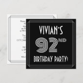 92e verjaardag: Art Deco Style met aangepaste naam Kaart (Voorkant / Achterkant)