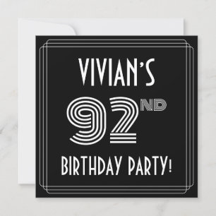 92e verjaardag: Art Deco Style met aangepaste naam Kaart