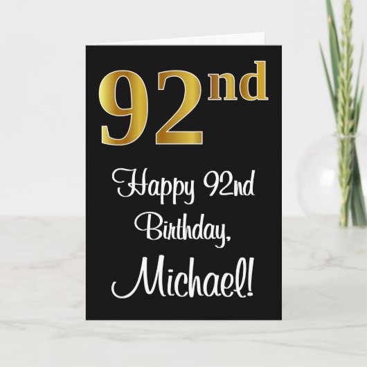 92e verjaardag ~ Elegante luxe faux gouden look # Kaart (Voorkant)