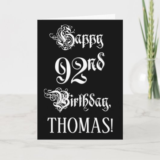 92e verjaardag: Fancy, elegant script + aangepaste Kaart (Voorkant)
