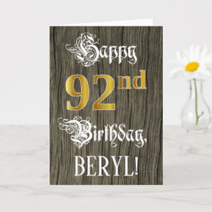 92e verjaardag: Faux Gold look + Faux-houten patro Kaart