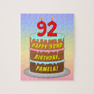 92e verjaardag: Fun Cake and Candles + Custom Name Legpuzzel
