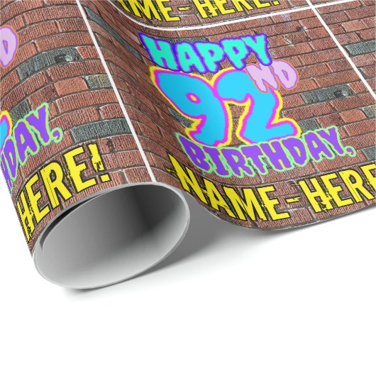 92e verjaardag: Fun, Urban Graffiti geïnspireerd K Cadeaupapier (Rol Hoek)