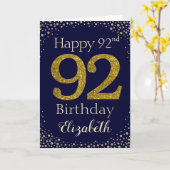 92e verjaardag Gouden Glitter Card Kaart (Gele Bloem)