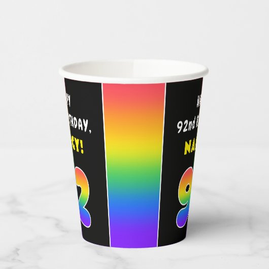 92e verjaardag: kleurrijke regenboog # 92, Naam va Papieren Bekers (Links)