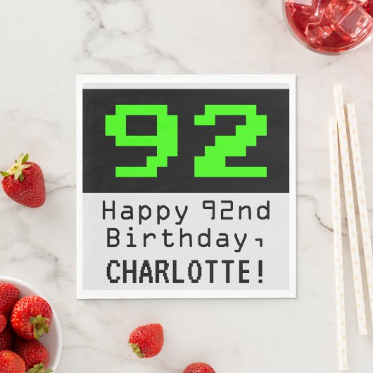 92e verjaardag - nerdy / geeky stijl "92" & naam servet (Insitu)