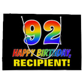 92e verjaardag: Vet, Vun, Eenvoudig, Regenboog 92 Groot Cadeauzakje (Achterkant)