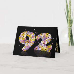 92e verjaardagskaart met bloemen letters kaart