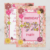 92ème anniversaire invitation fête avec cadre fleu (Devant / Derrière)