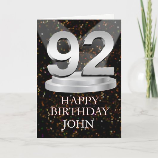 92nd Birthday Spotlights Voeg een naam toe Kaart (Voorkant)
