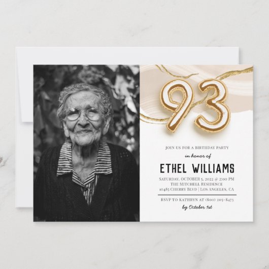 93e anniversaire de fête Invitation (Devant)