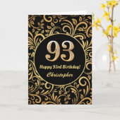 93e anniversaire Modèle floral noir et or (Fleur jaune)