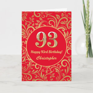 93e anniversaire Rouge et or modèle floral