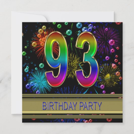 93e fête d'anniversaire Invitation avec bulles (Devant)