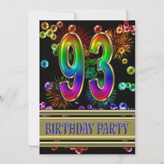 93e fête d'anniversaire Invitation avec bulles (Devant)