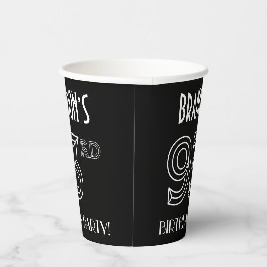 93e verjaardag: Art Deco Style + aangepaste naam Papieren Bekers (Rechts)