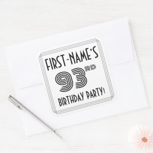 93e verjaardag: Art Deco Style + aangepaste naam Vierkante Sticker