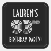 93e verjaardag: Art Deco Style en aangepaste naam Vierkante Sticker (Voorkant)