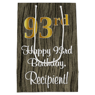 93e verjaardag: Elegant Faux Gold Kijk #, Faux Woo Medium Cadeauzakje