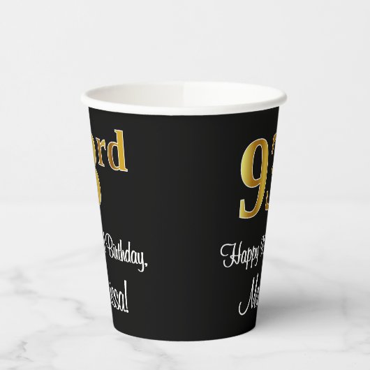 93e verjaardag - Elegante luxe Faux Gold look # Papieren Bekers (Links)