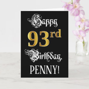 93e verjaardag — Fancy script; Faux Gold Kijk; naa Kaart