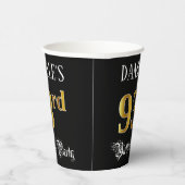 93e verjaardag — Fancy script, Faux Gold look Papieren Bekers (Rechts)