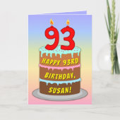 93e verjaardag — Fun Cake & Candles, w/ Eigen naam Kaart (Voorkant)