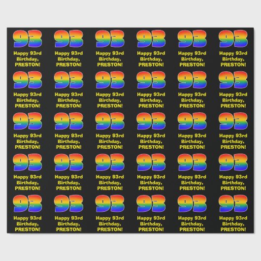 93e verjaardag: Fun, kleurrijke regenboog geïnspir Cadeaupapier (Zoom)