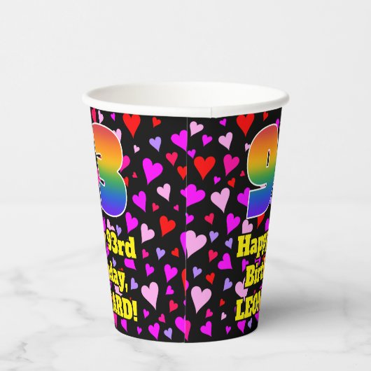 93e verjaardag: Het liefhebbende Kunstpatroon, Reg Papieren Bekers (Rechts)