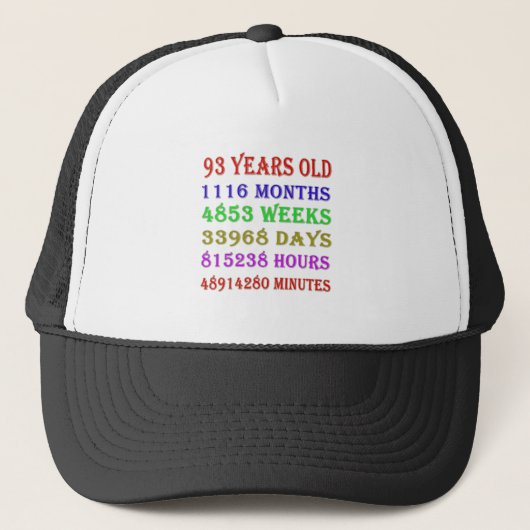 93e verjaardag Mijlpalen Trucker Pet (Voorkant)