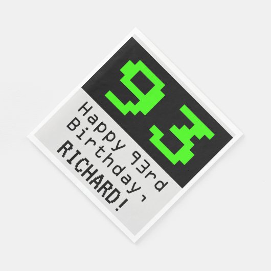 93e verjaardag - Nerdy / Geeky Style "93" & naam Servet (Hoek)