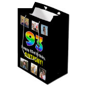93e verjaardag: Regenboog "93", aangepaste foto's  Medium Cadeauzakje (Voorkant Gekanteld)