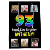 93e verjaardag: Regenboog "93", aangepaste foto's  Medium Cadeauzakje (Achterkant)