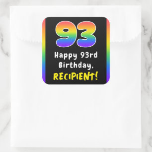 93e verjaardag: Regenboogspectrum # 93, Aangepaste Vierkante Sticker