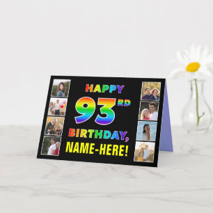 93e verjaardag: regenboogtekst, aangepaste foto's  kaart