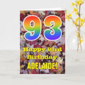 93e verjaardag; rustieke herfstbladeren; regenboog kaart (Gele Bloem)