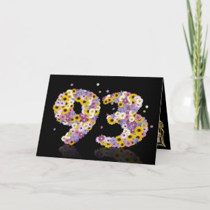 93e verjaardagskaart met bloemen letters kaart