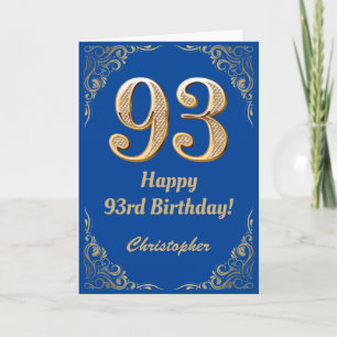 93rd Birthday Blue and Gold Glitter Lijst Kaart