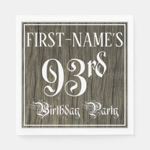 93rd Birthday Party — Fancy script, Faux Wood Kijk Servet