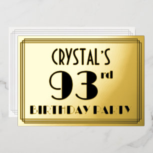 93ste verjaardagsfeest — Art Deco-look “93” + naam Folie Uitnodiging