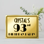 93ste verluardag Feest — Art Deco Uiterlijk “93” + Folie Uitnodiging (Staand Voorkant)