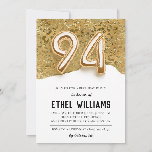 94e anniversaire de fête Invitation (Devant)