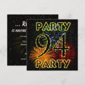 94e anniversaire invitation avec feu d'artifice (Devant / Derrière)