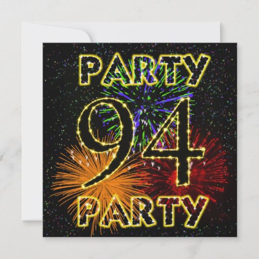 94e anniversaire invitation avec feu d'artifice (Devant)
