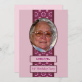 94e anniversaire Invitation de fête Photo et nom (Devant / Derrière)